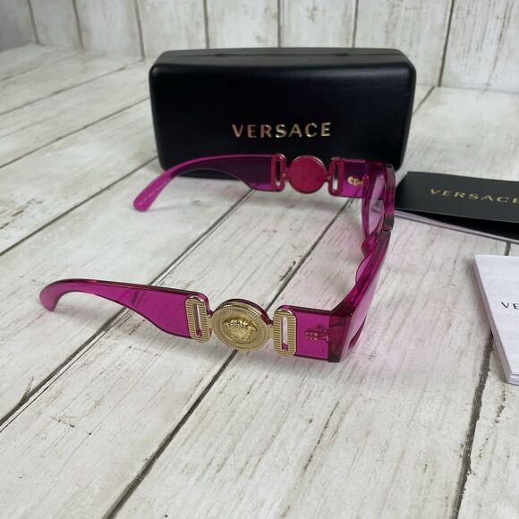 Versace VE 4361 5334/5 53mm Transparent Fuxia Geometric Sunglasses Pink Lens - Picture 9 of 16
